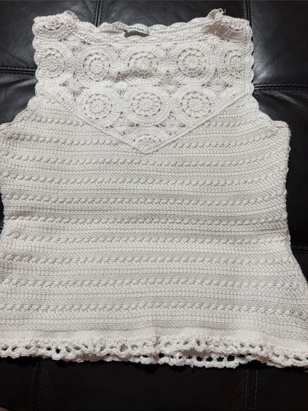 Abercrombie & Fitch Cream Crochet Knit Tank Top
